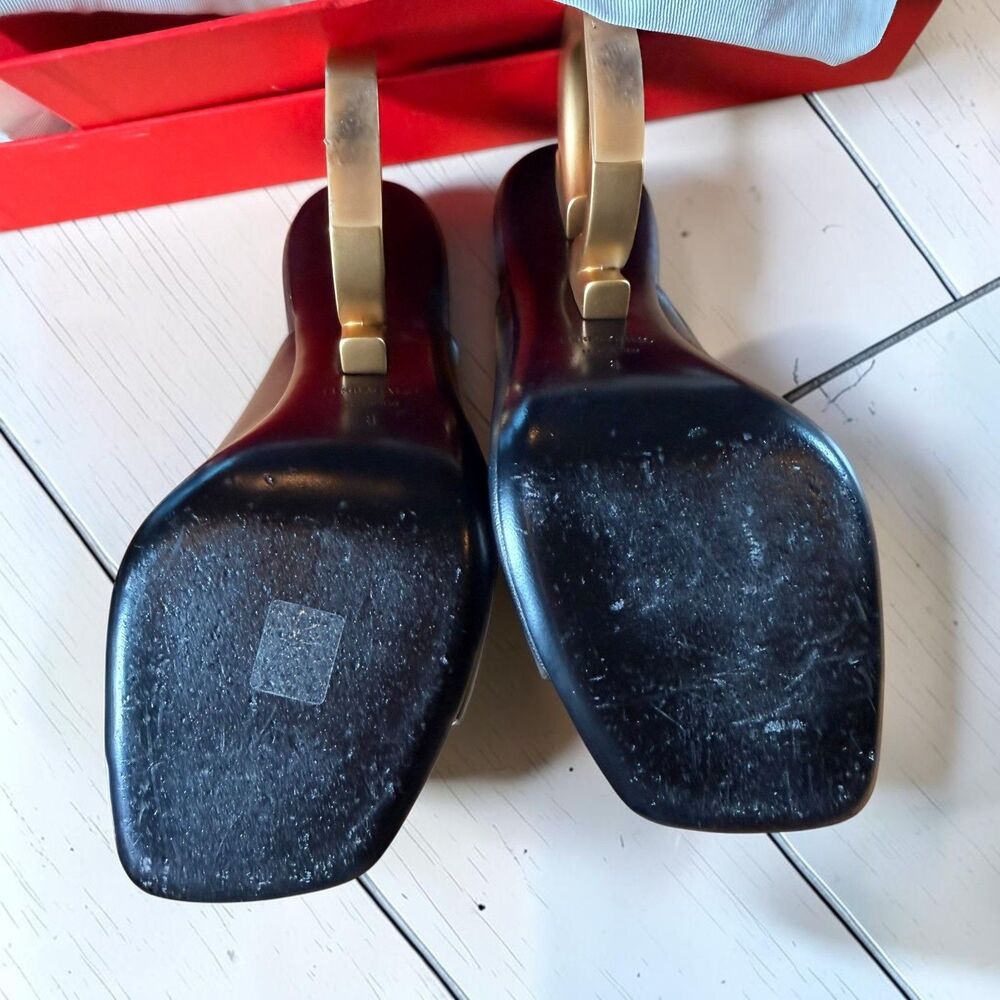 Salvatore Ferragamo Astro X5 Black Lamb Leather Gancini Heel Slide Sandals US 8 - Picture 8 of 12